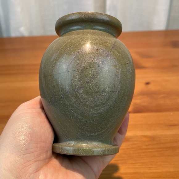 VTG Carved Stone Marble Miniature Bud Vase 4” Tall Green Earth Tone Natural - Picture 10 of 16
